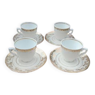 4 Tasses à café de Philippe Deshoulières en porcelaine de limoge