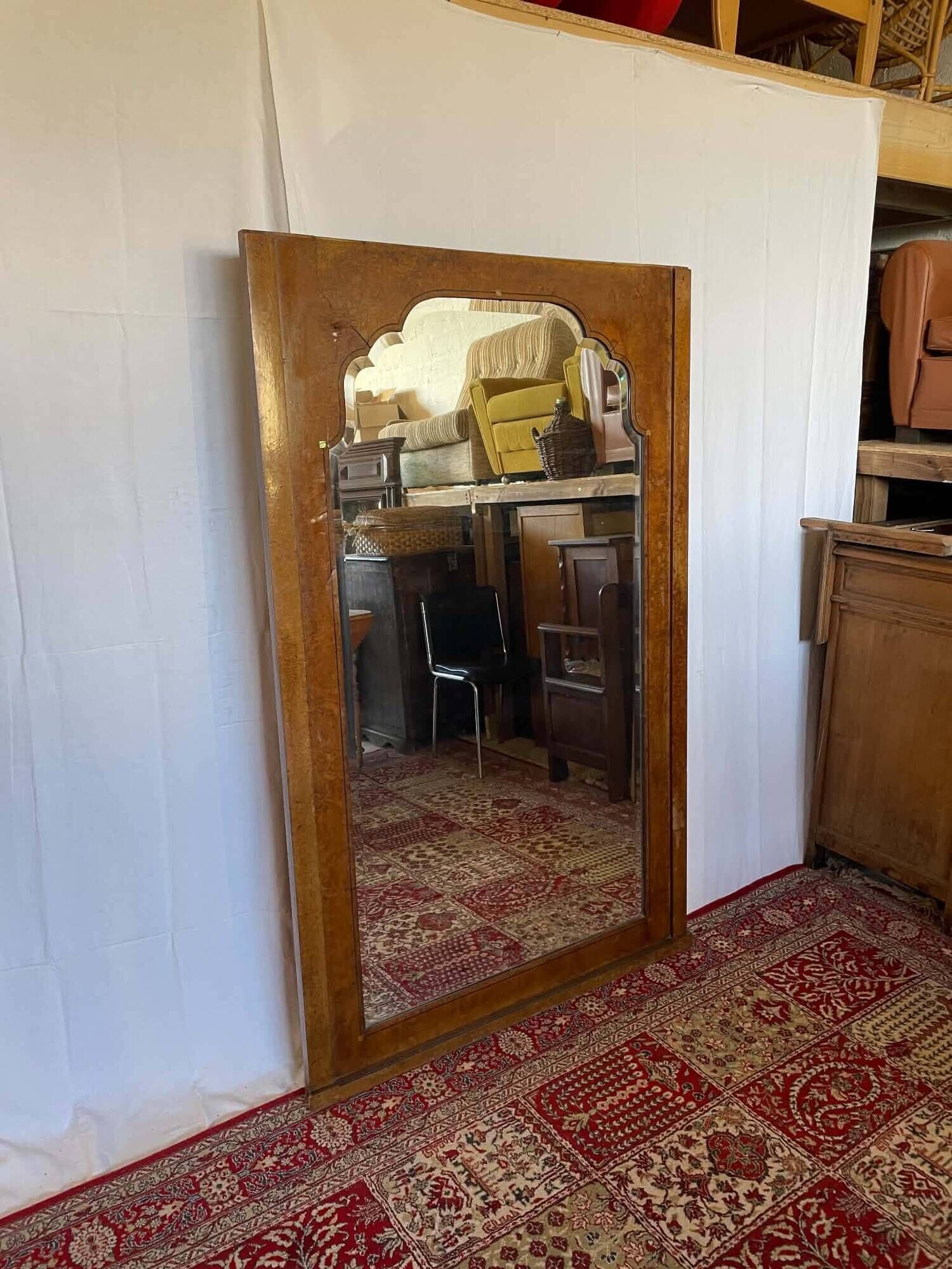 Large antique mirror in wood burl and mother-of-pearl – Art Deco style