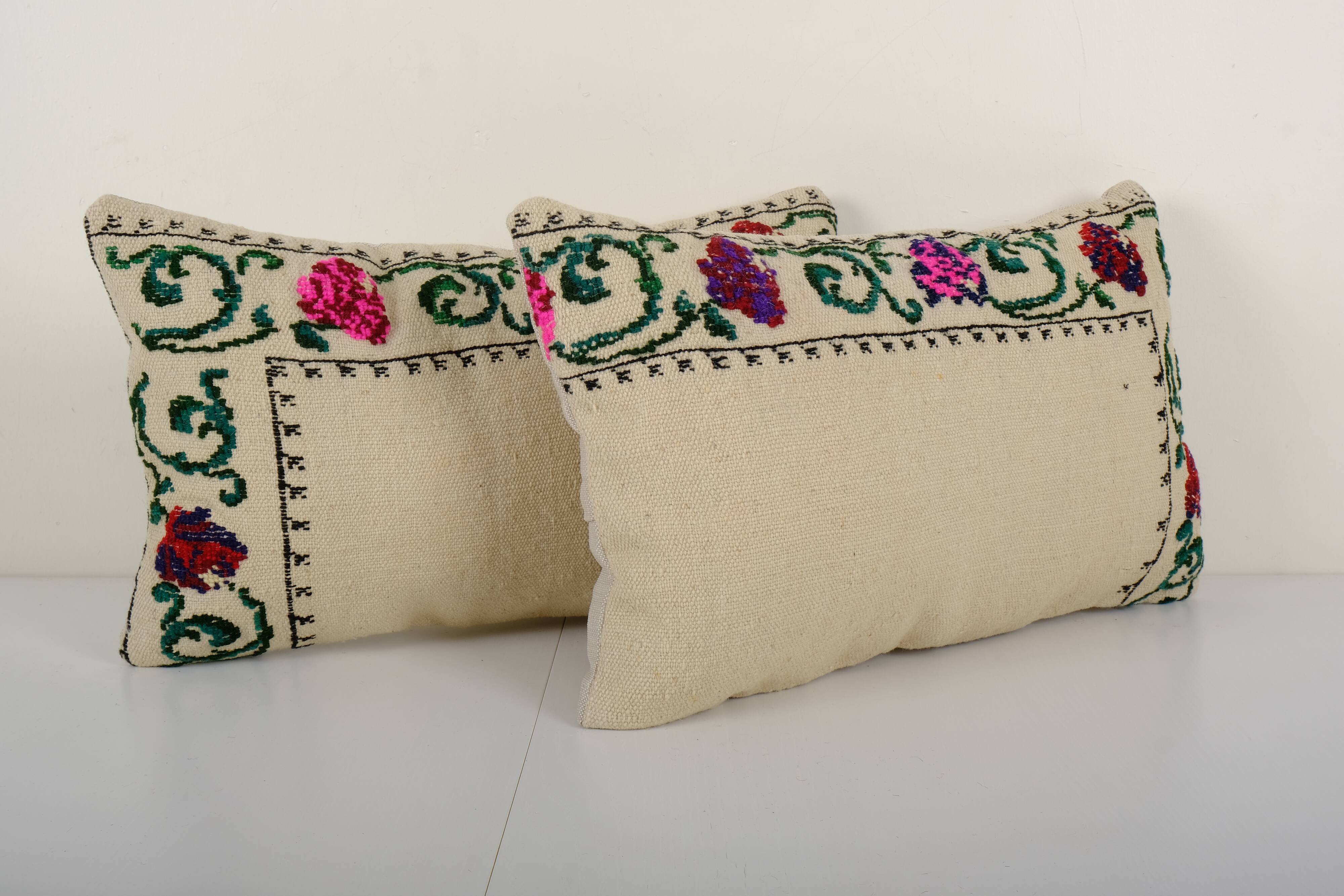 Set of two aubusson turkish kilim pillows