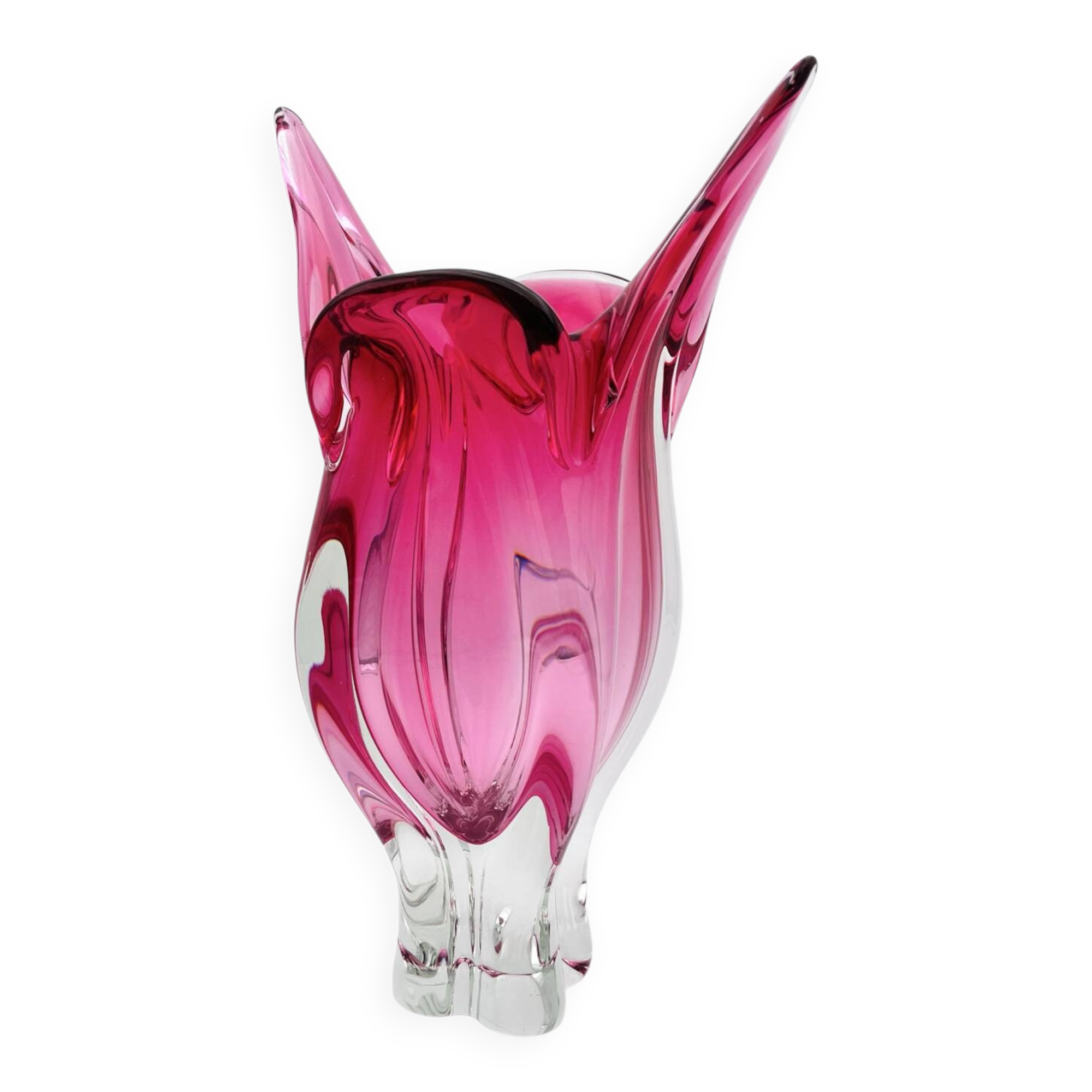 XXL Vase Josef Hospodka Chřibská Bohemian Crystal Rose 60s