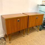 Pair of modernist bedside tables 1960 in teak by MDK Belgium