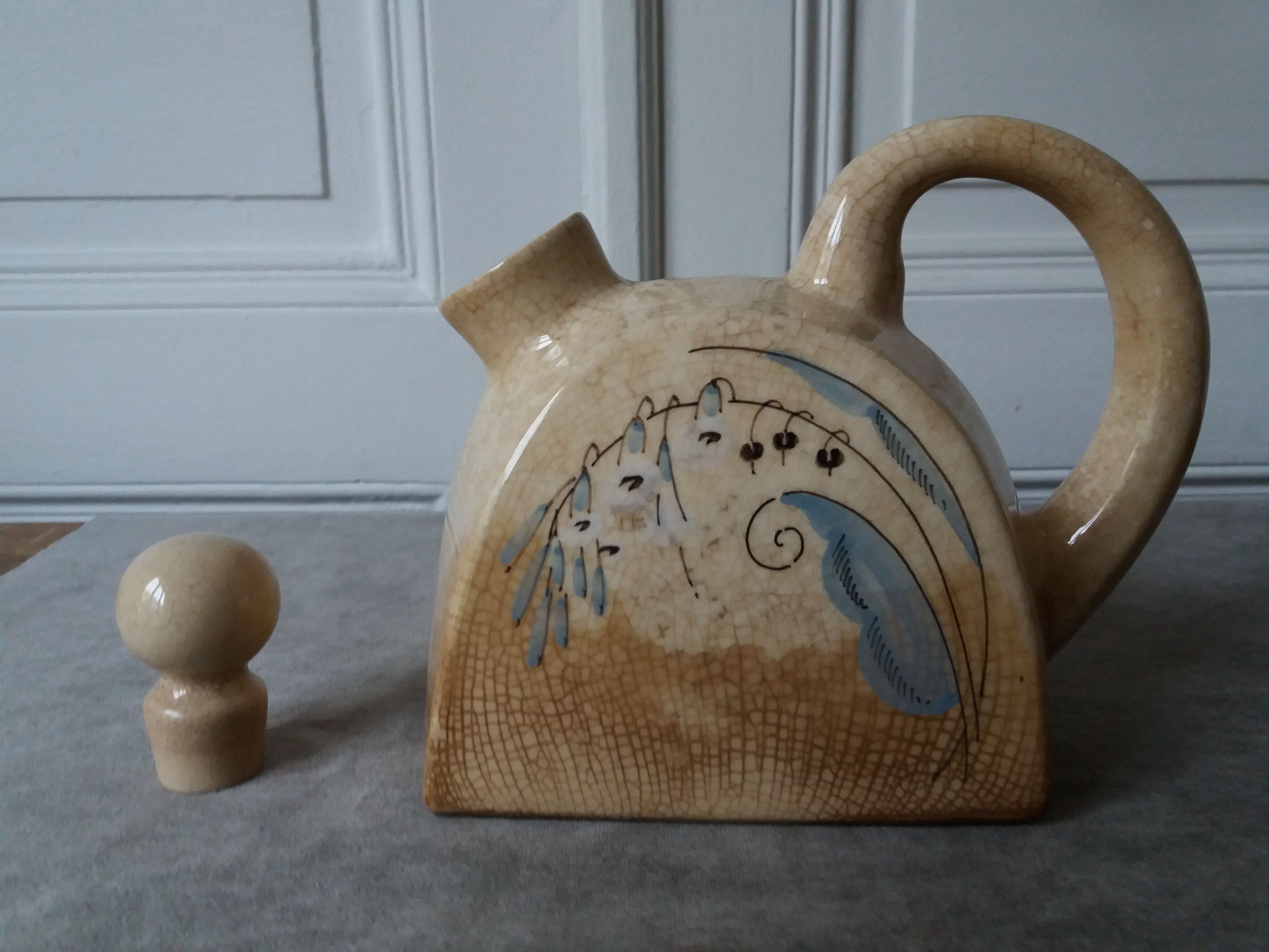 Modernist teapot art deco in stoneware