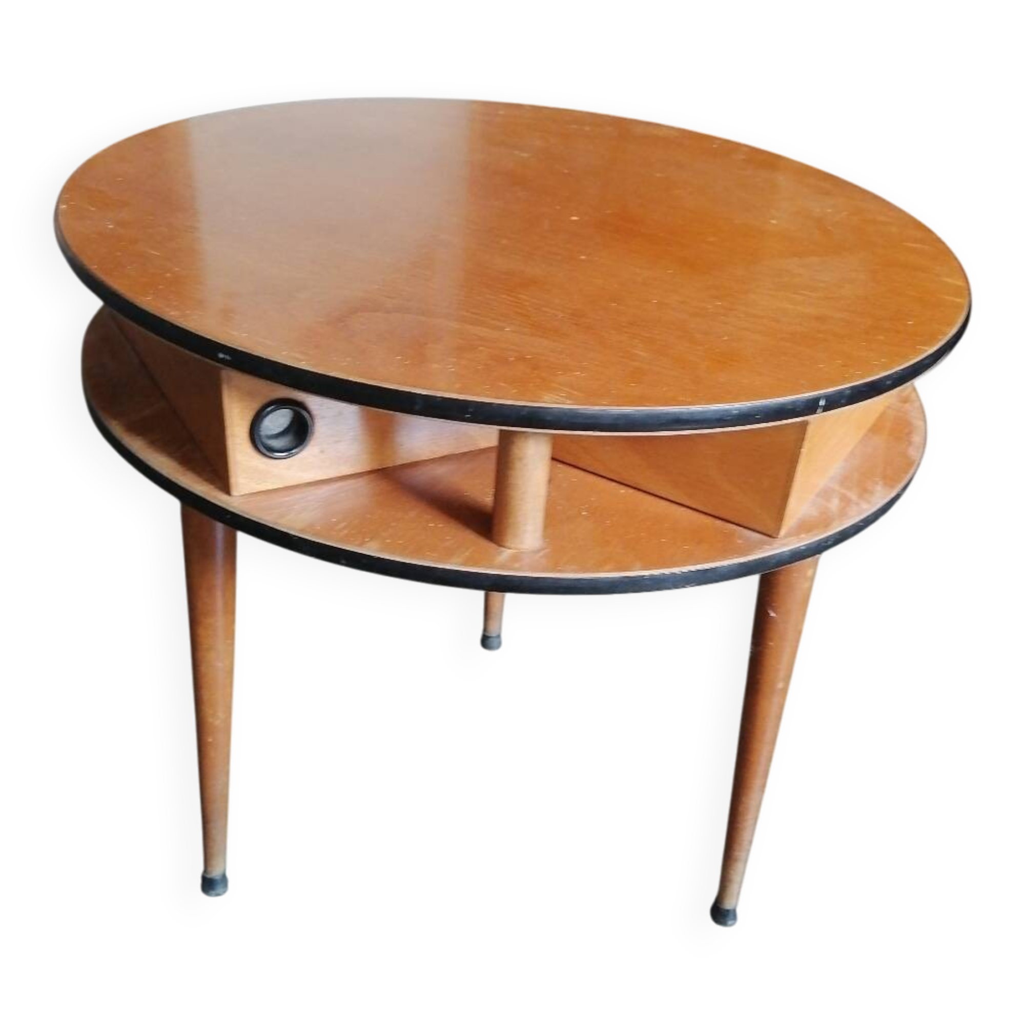 Side table, round work table in Scandinavian style, 1960.