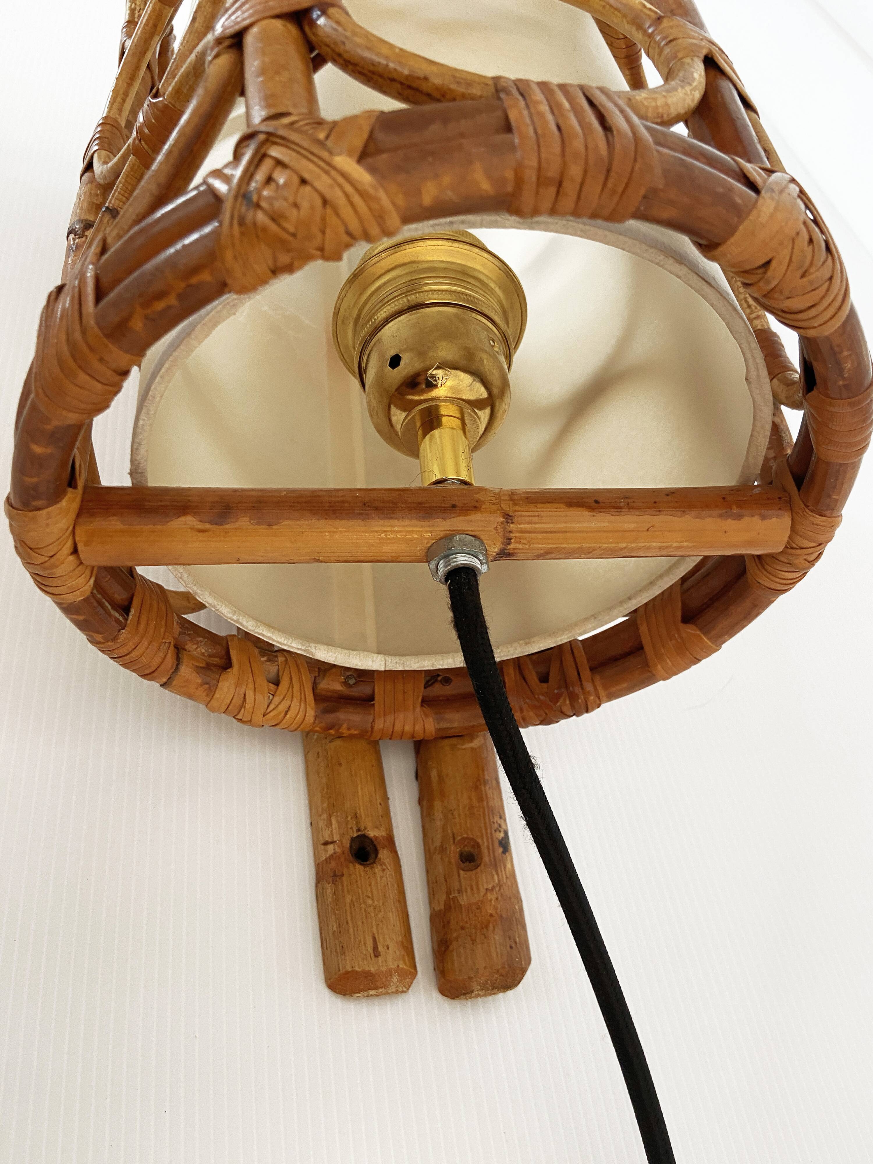 Mid-Century Rattan Wall Sconces — Louis Sognot Style