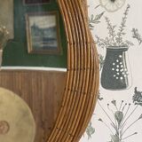 Floral Shaped Rattan Wall Mirror