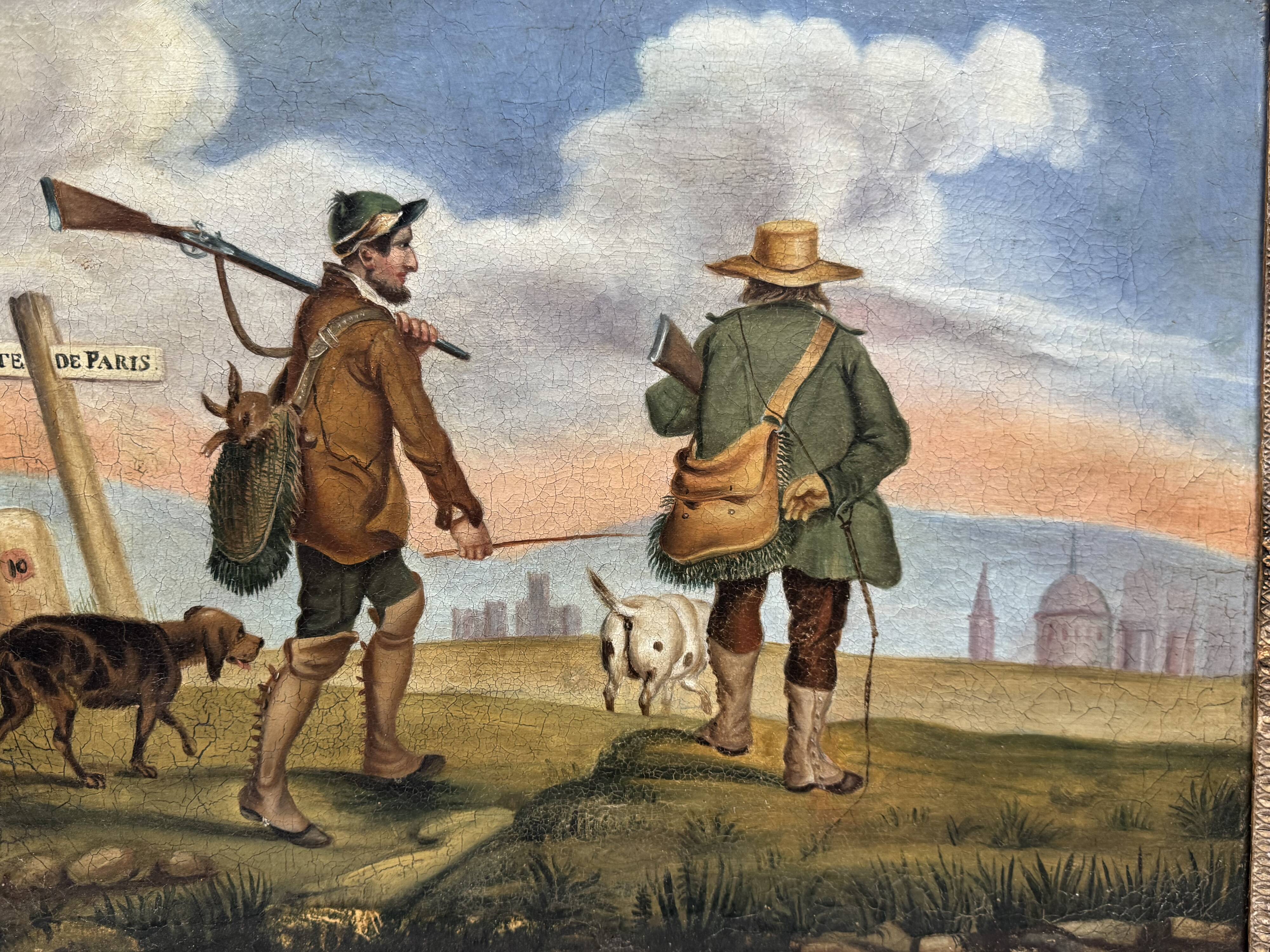 Hunting return oil on canvas 19th century