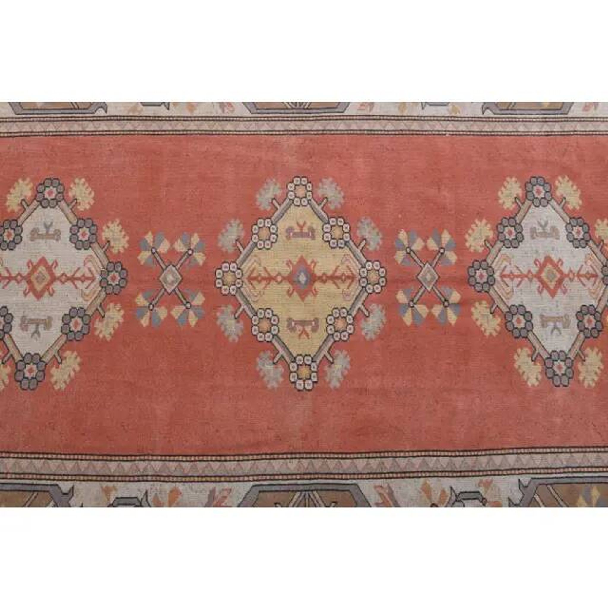 Vintage Turkish hand-knotted wool cotton red area rug 259x351