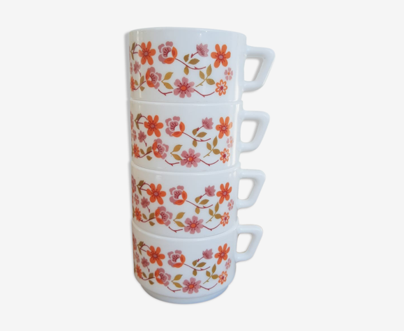 Lot de 4 tasses à café arcopal scania vintage