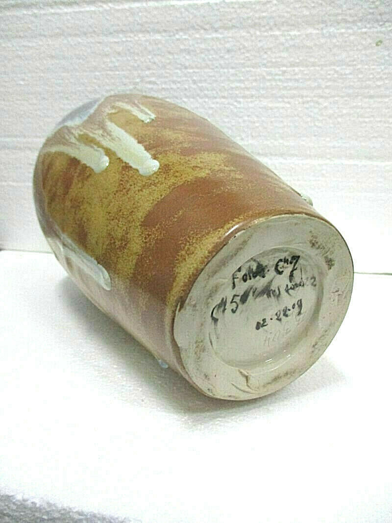 Enamelled sandstone ovoid vase