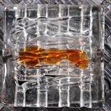 Brutalist wall lamps murano glass by Albano Poli for Poliarte, 70s, set of 2.