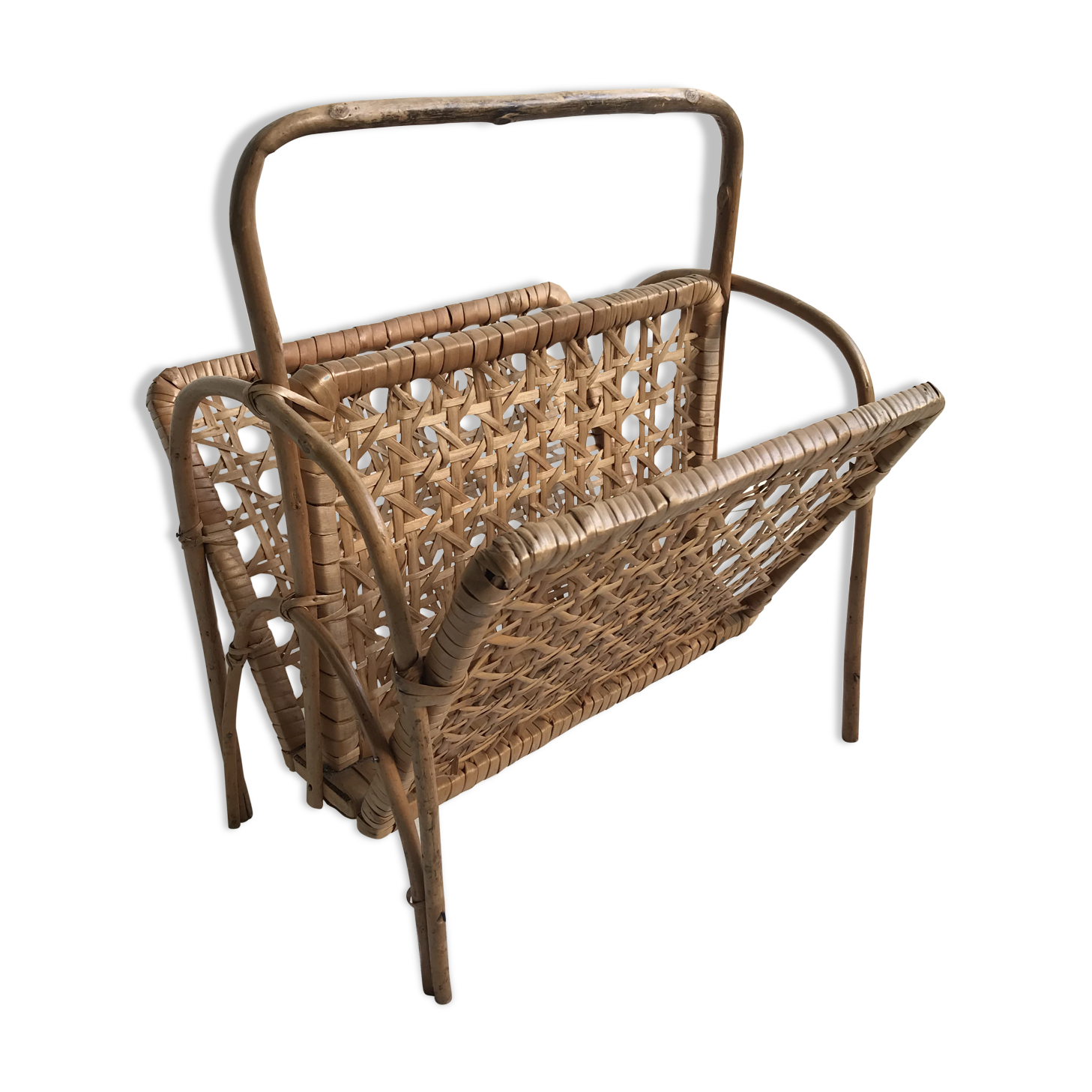 Magazine rack wicker and rattan