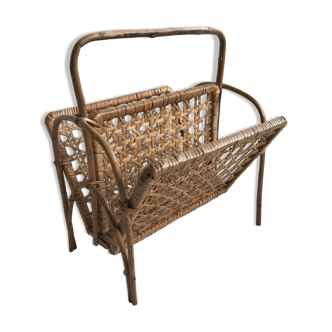 Magazine rack wicker and rattan