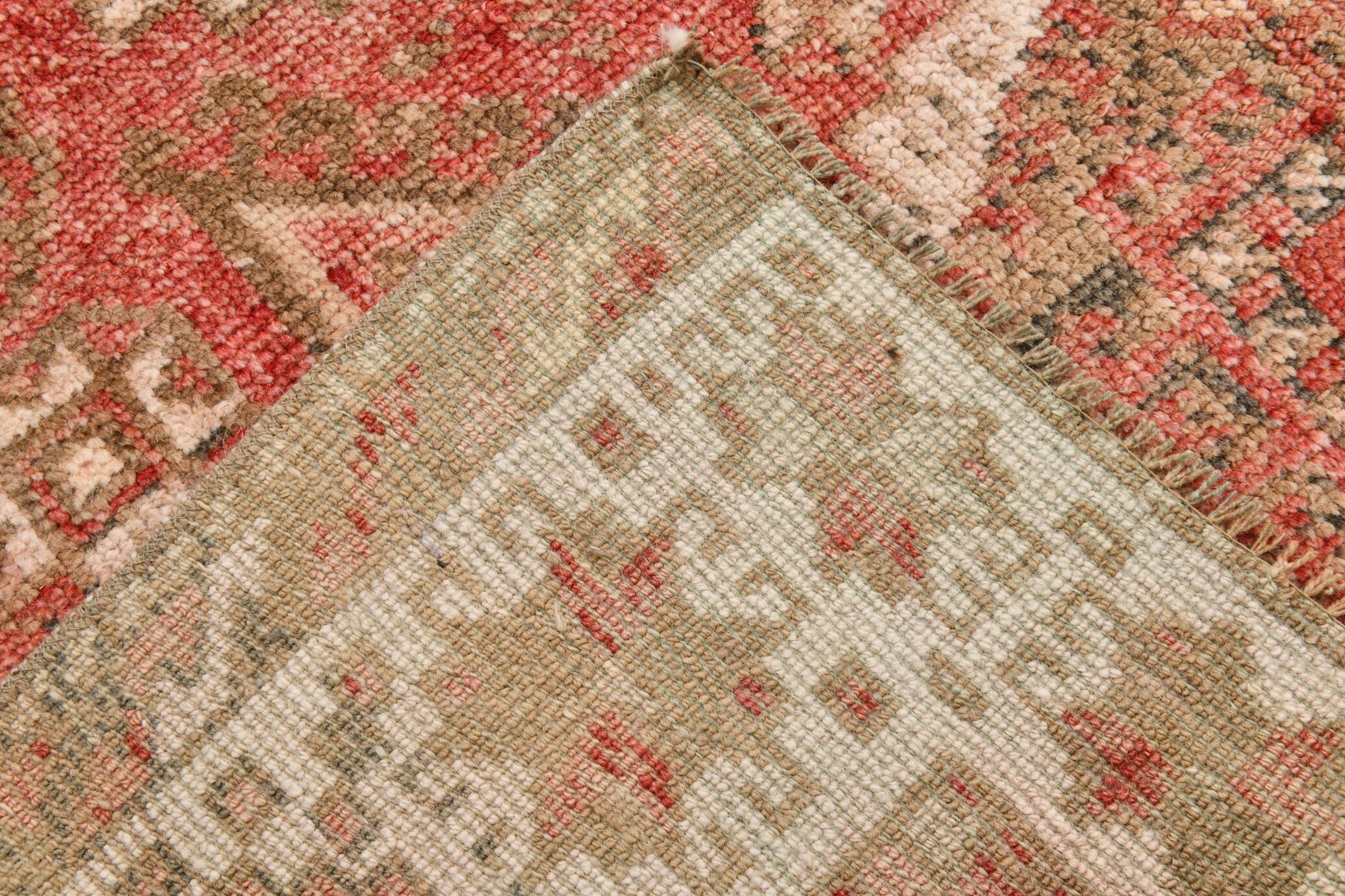 4x8 Red & Cream Tribal Vintage Rug 135x255Cm SK 22292