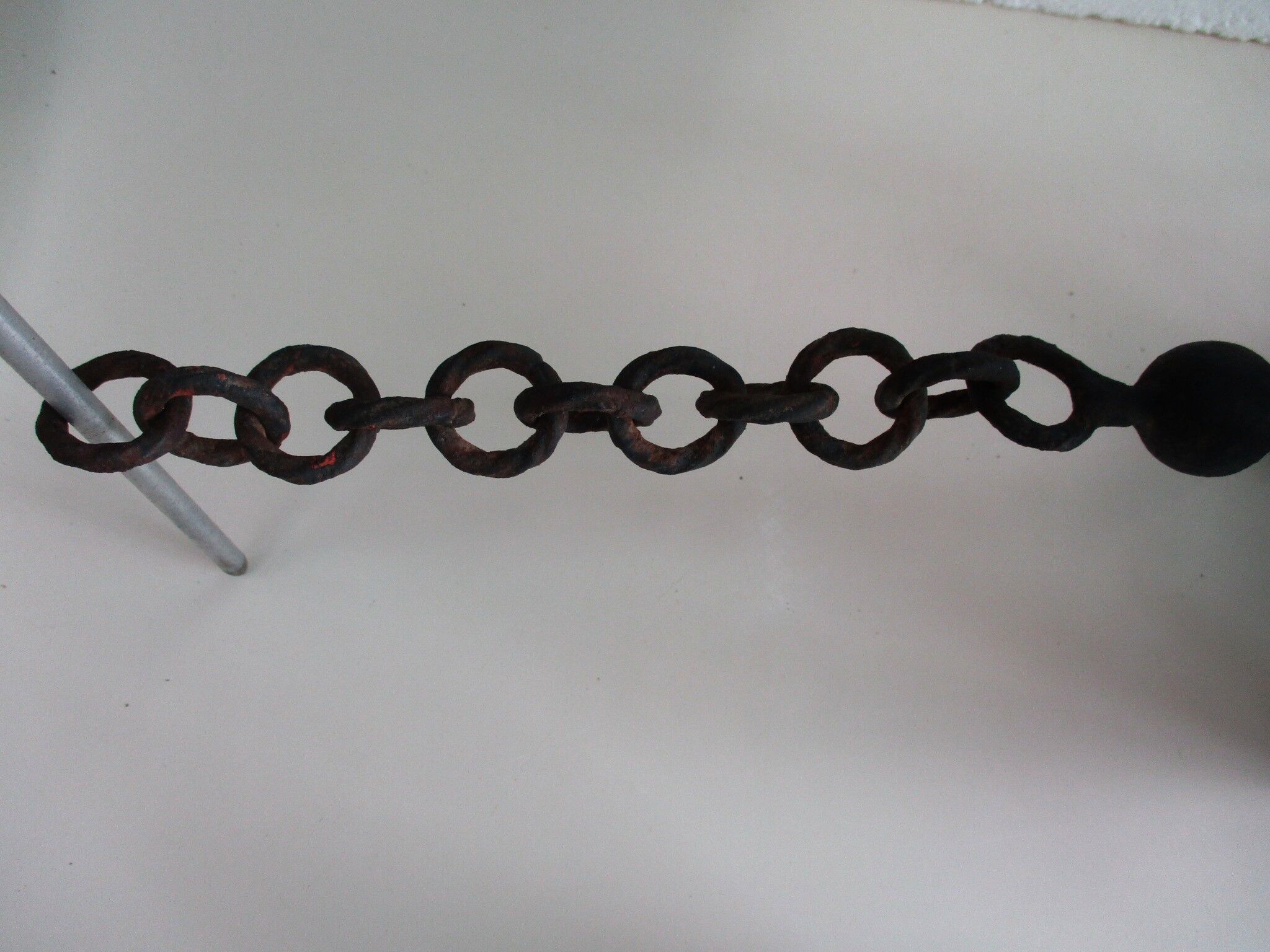 ancient hexagonal wrought iron lantern, decoration lily flowers- 19th century