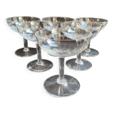 6 Blown and Cut Champagne Glasses