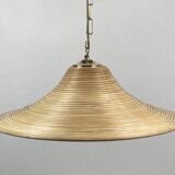 Pencil Split Reed, Rattan, Bamboo & Brass Pendant hanging lamp, Italy, 1970s