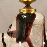 Immense lampe suspendue en verre suédoise, de la verrerie d'Örrefors avec un dessus en laiton.