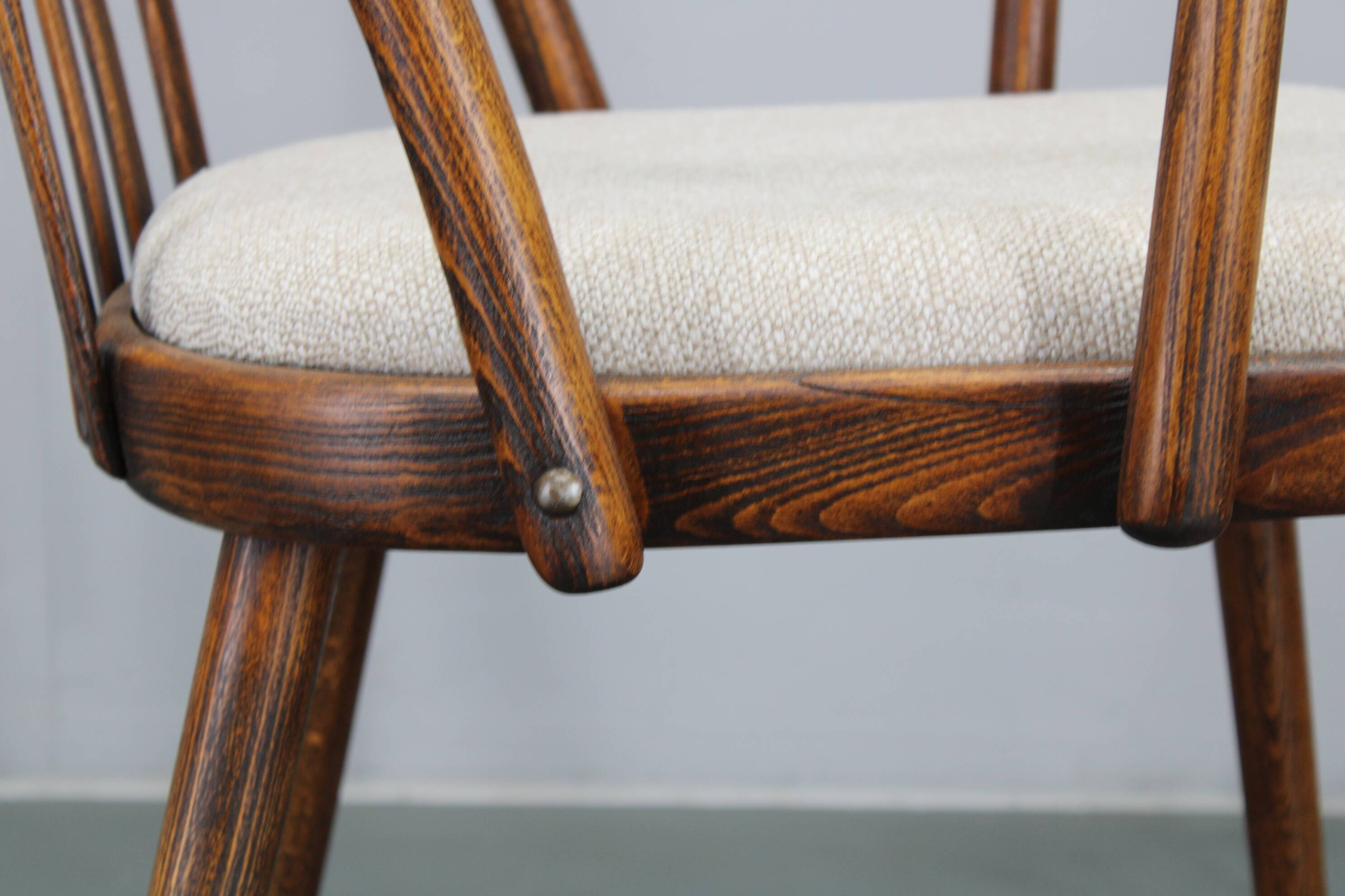 1960s Antonin Suman Set of Six Beech Dining Chairs, Restored