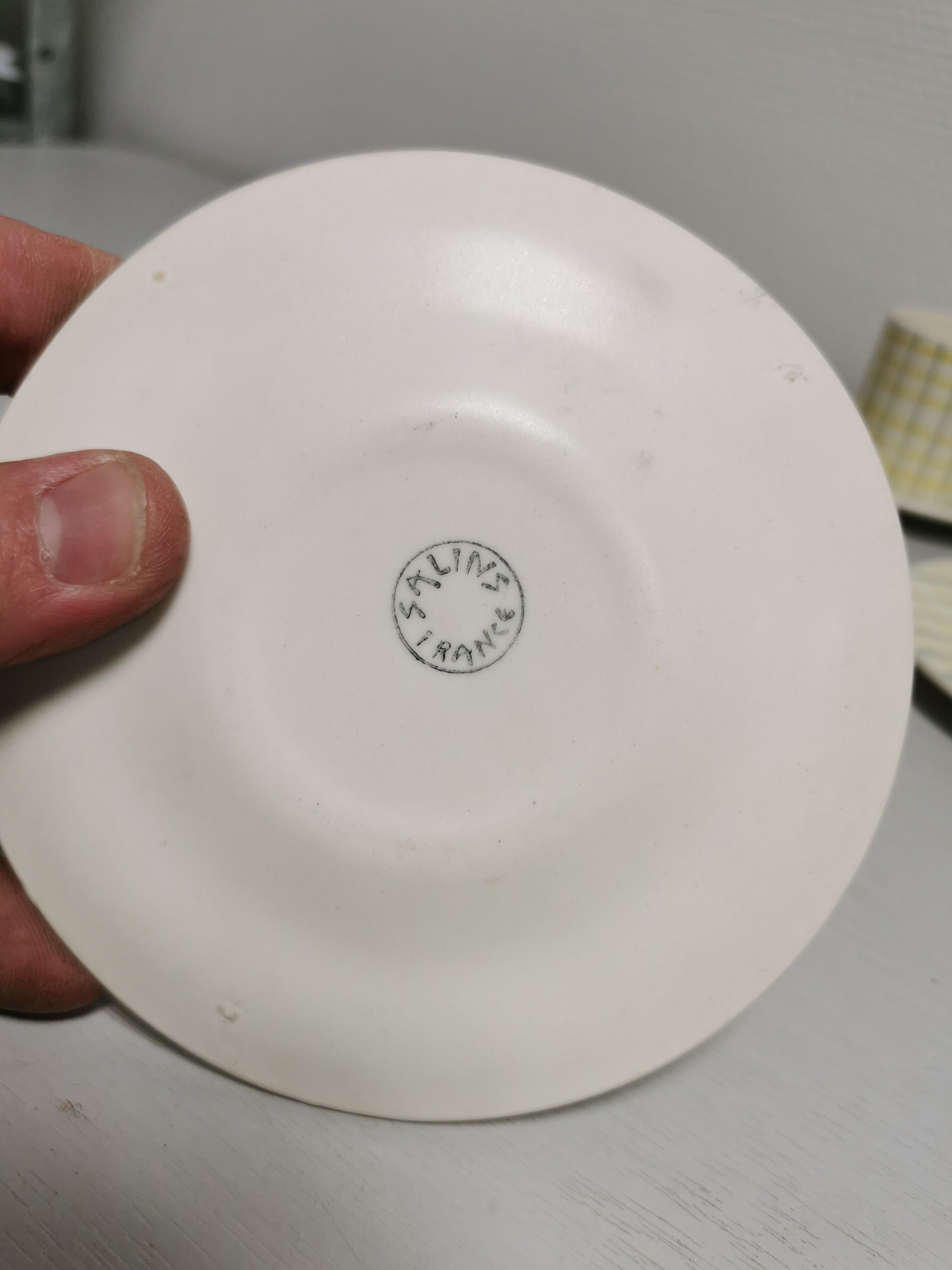 Service of 6 coffee cups and cassocks. faience of salins france . vintage ceramic 50s 60s