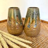 Enamelled stoneware vases