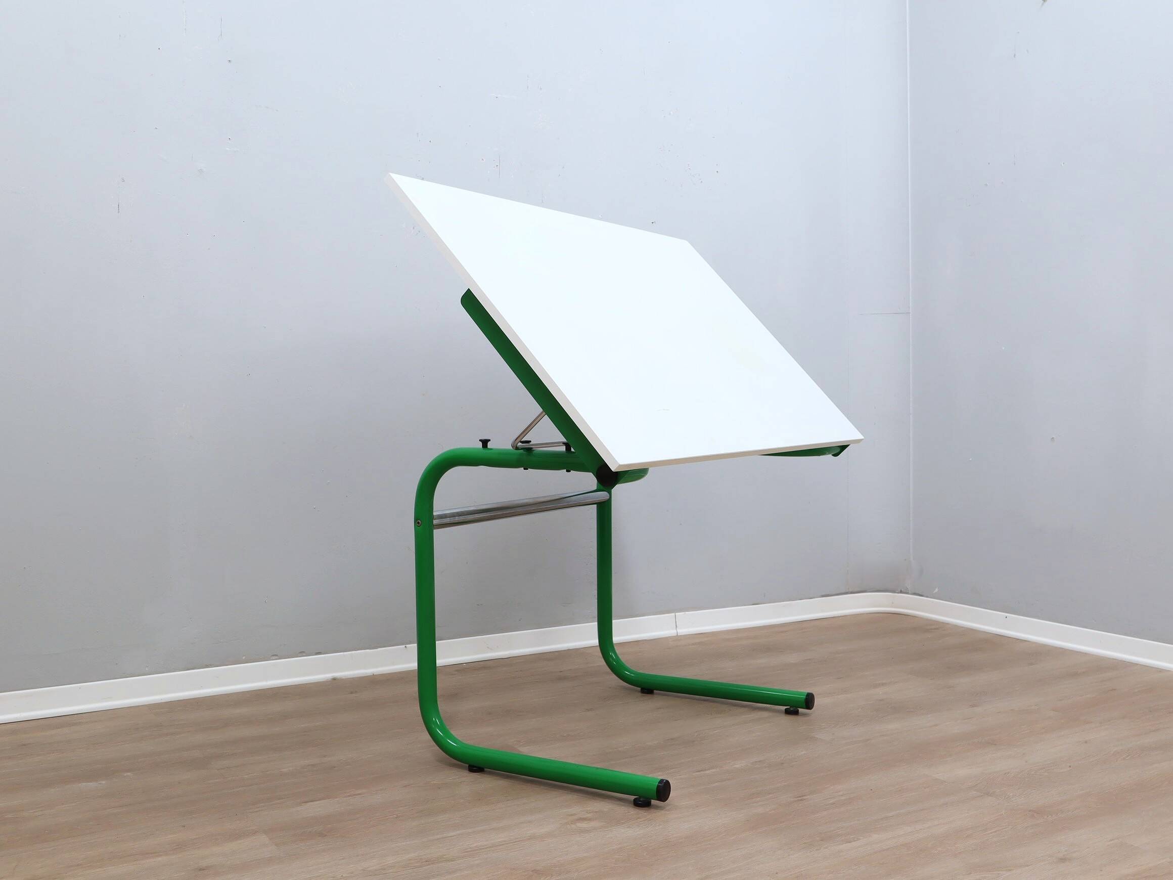 1960s Bieffeplast vintage green metal frame desk