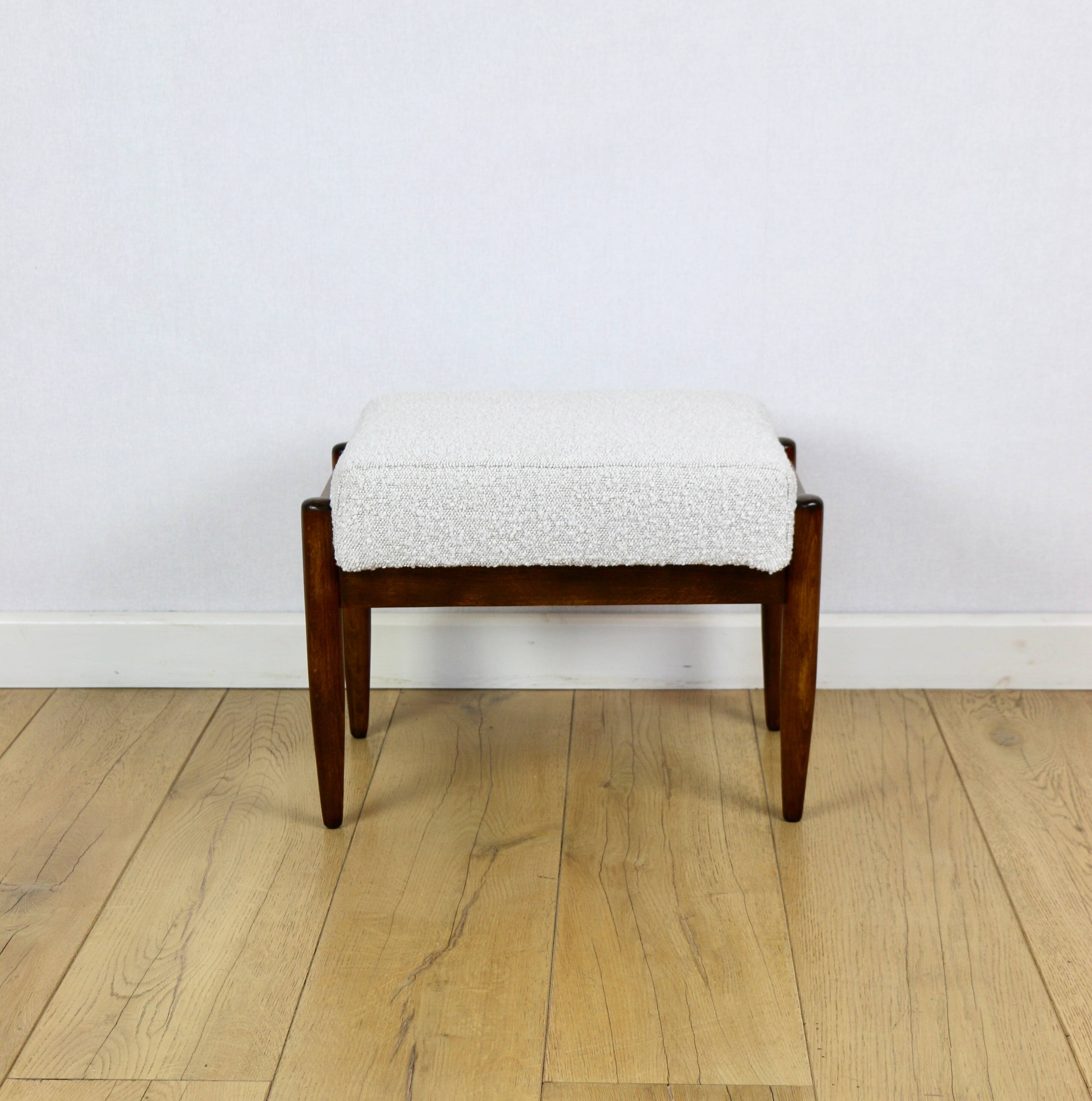 Edmund Homa stool, cream ivory white boucle seat - 2 pieces available