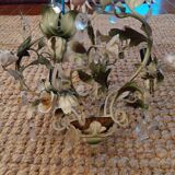 Painted metal and porcelain chandelier