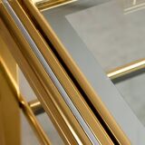 Bar Cart in Gold and Chrome with Glass Shelves, 1970s