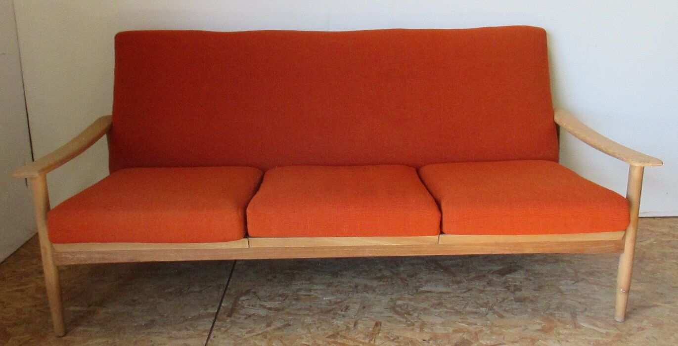 Scandinavian orange wool sofa
