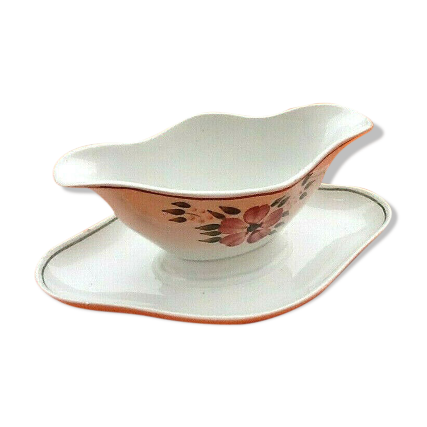 Former flower-decorated faïence HBCM (Hippolyte Boulenger Creil-Montereau)