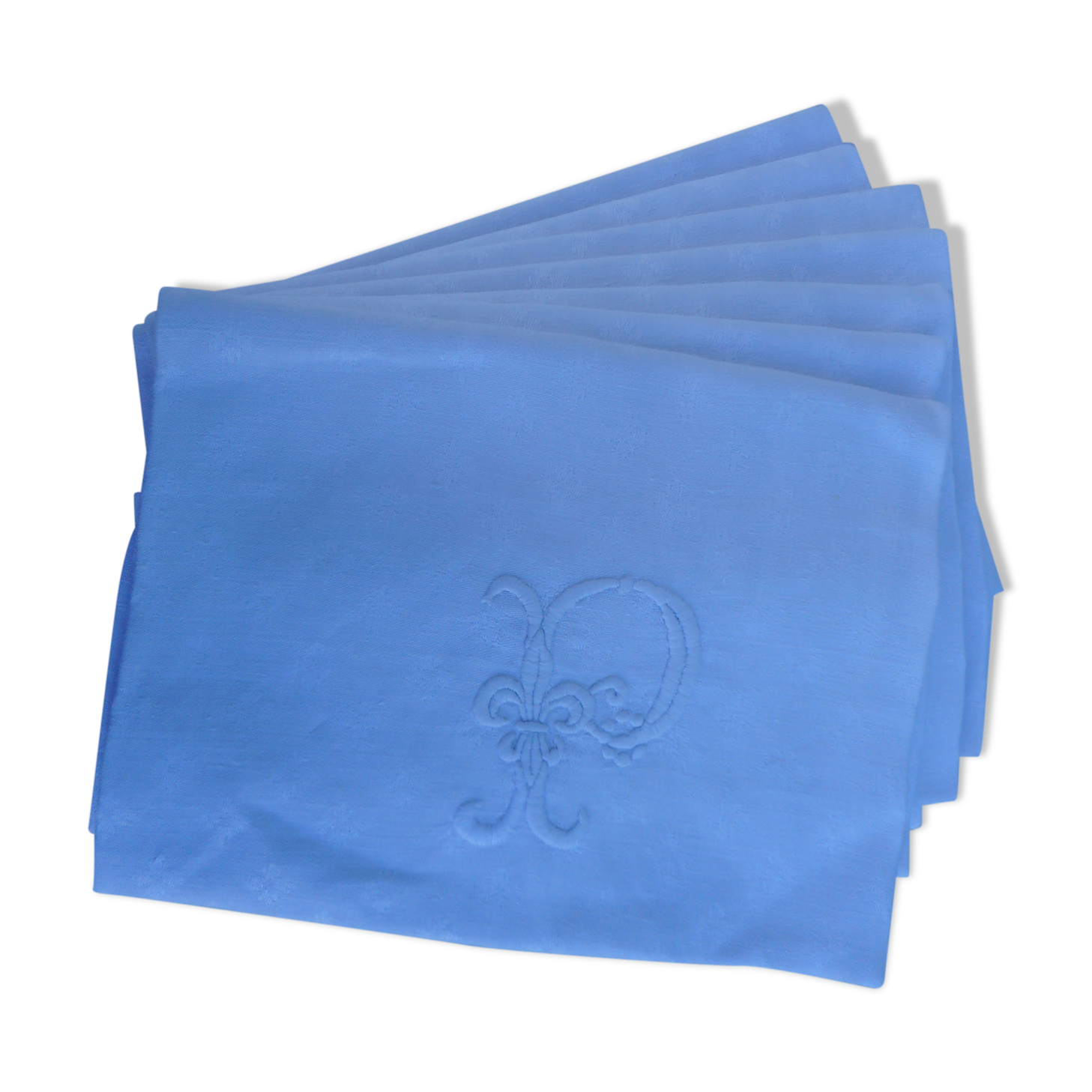 Set of 7 old damask towels