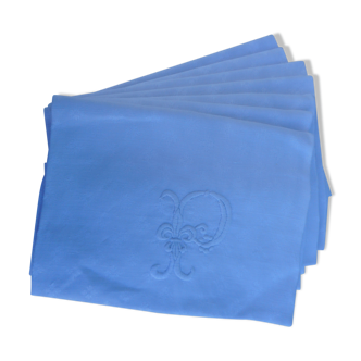 Set of 7 old damask towels