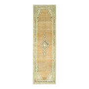 Tapis de couloir vintage turc Oushak fait main en laine et coton orange