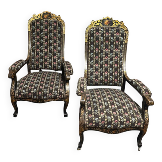 Paire de fauteuil Napoléon III style Voltaire