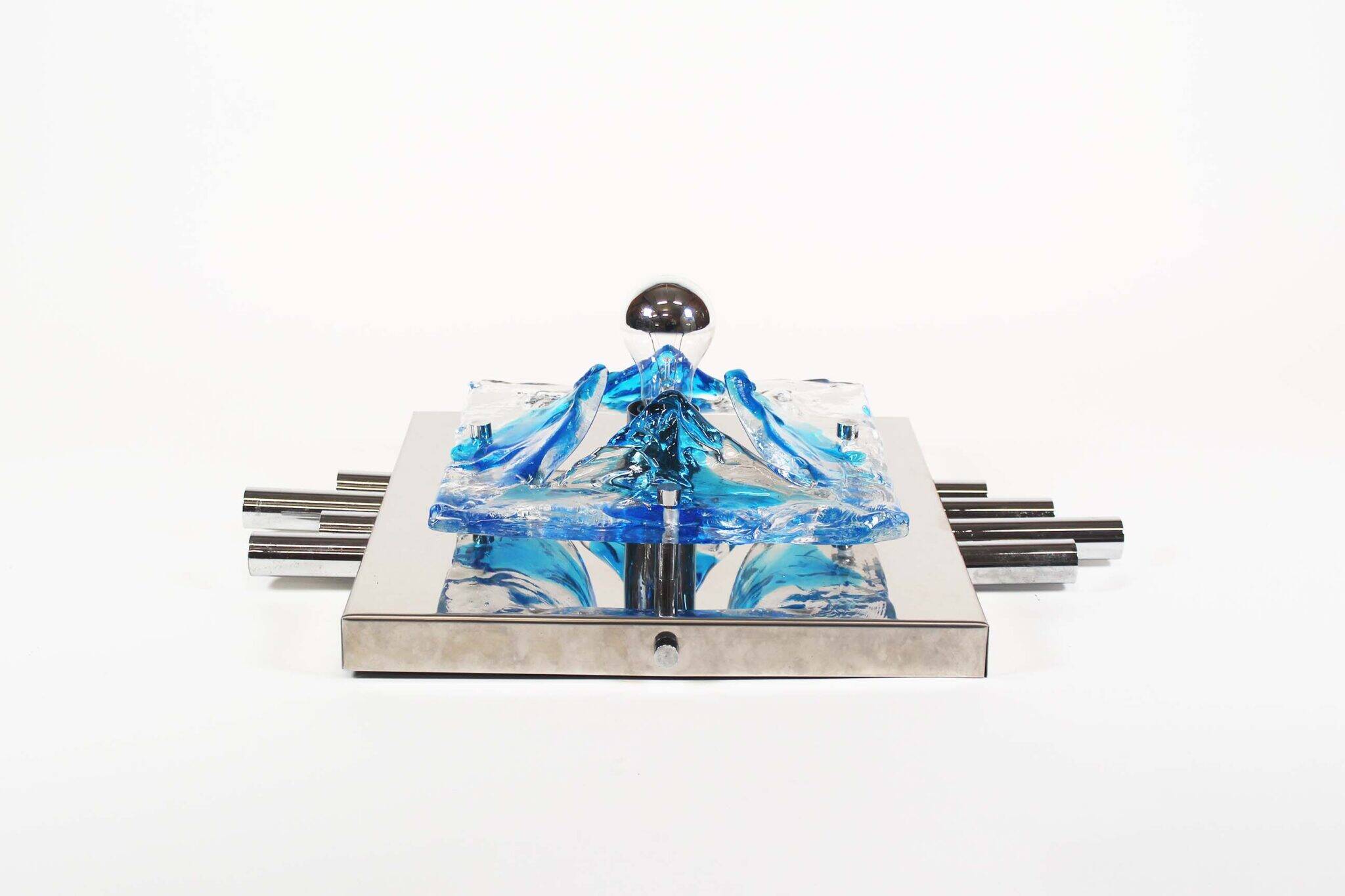 Stunning XXL Chrome and murano glass wall light by AV Mazzega