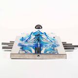 Stunning XXL Chrome and murano glass wall light by AV Mazzega