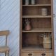 Vintage Parisian bookcase in raw wood - compass legs