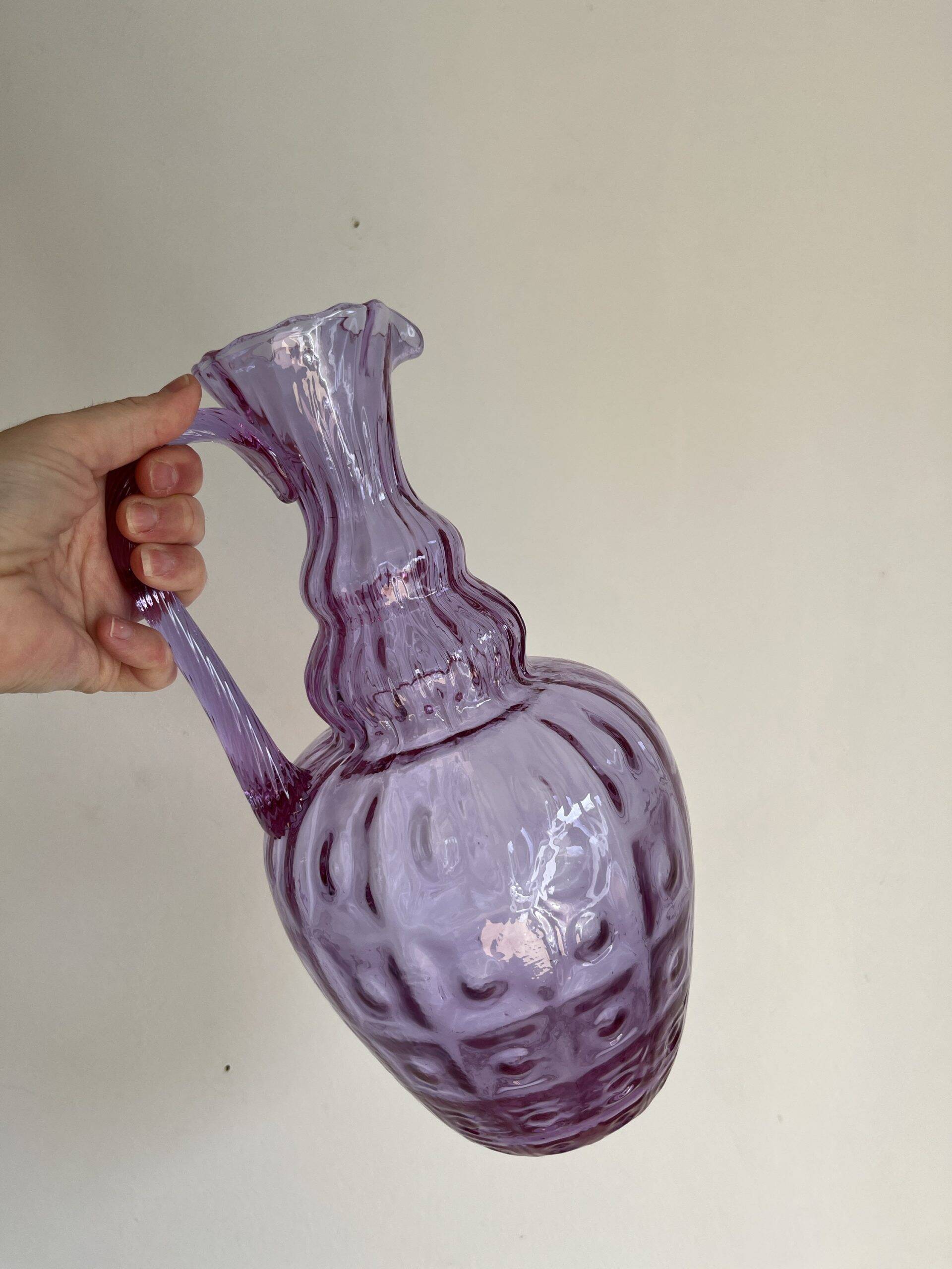 Large purple Empoli glass pitcher