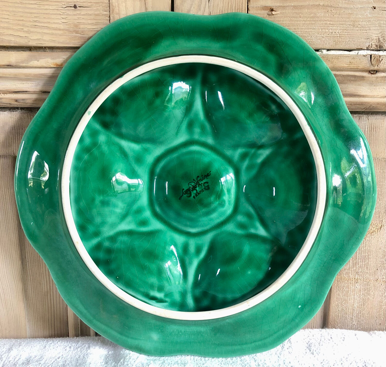 6 Sarreguemines slurry oyster plates