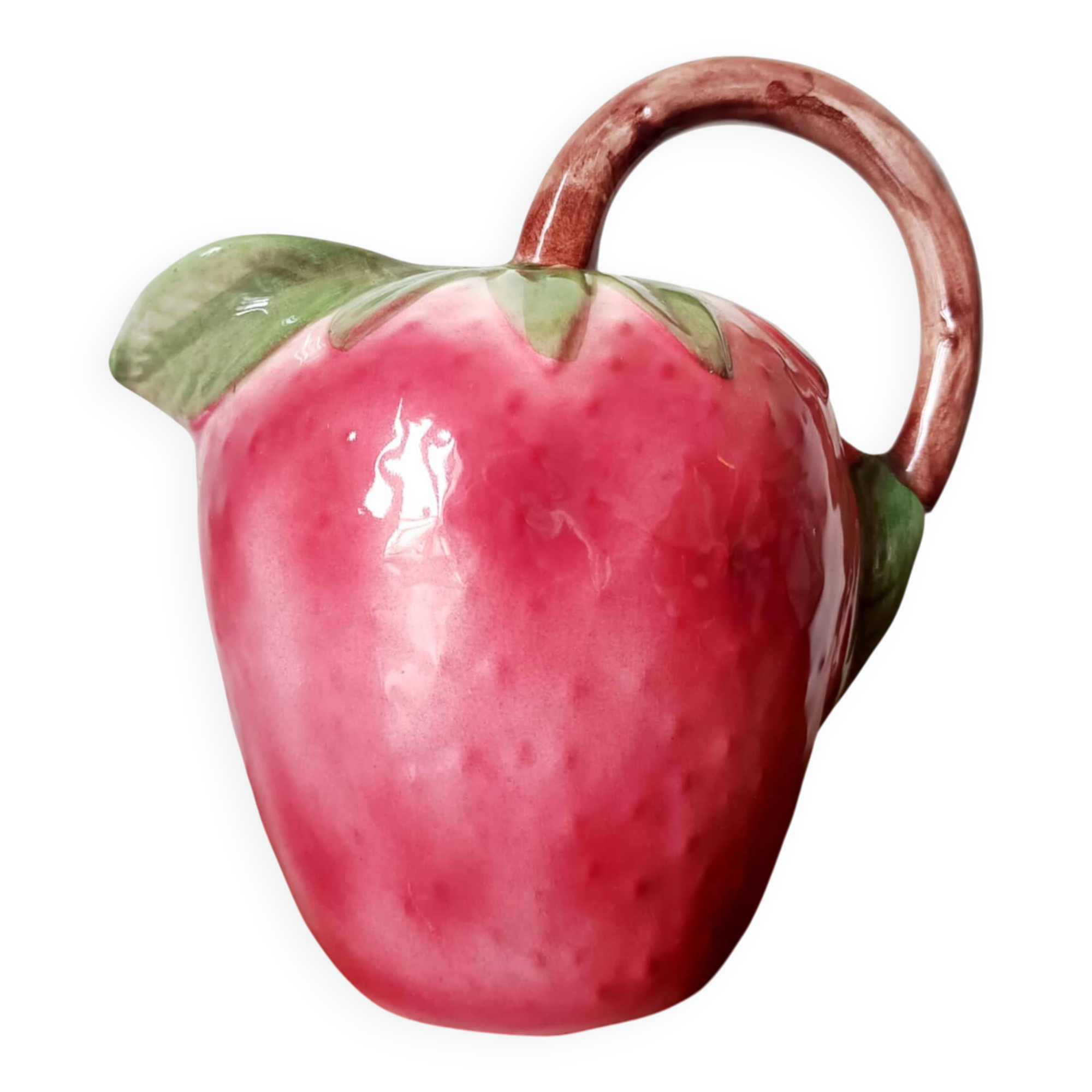 Vintage strawberry slipware pitcher