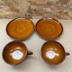 Pair of antique cups + saucers st clement ceramic brown vintage #b615