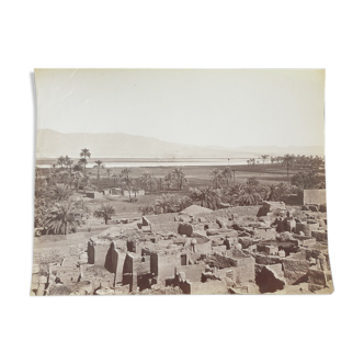 Pascal Sébah (1823-1886) - Photographie, tirage albuminé - Karnak, vue panoramique du village de Kho