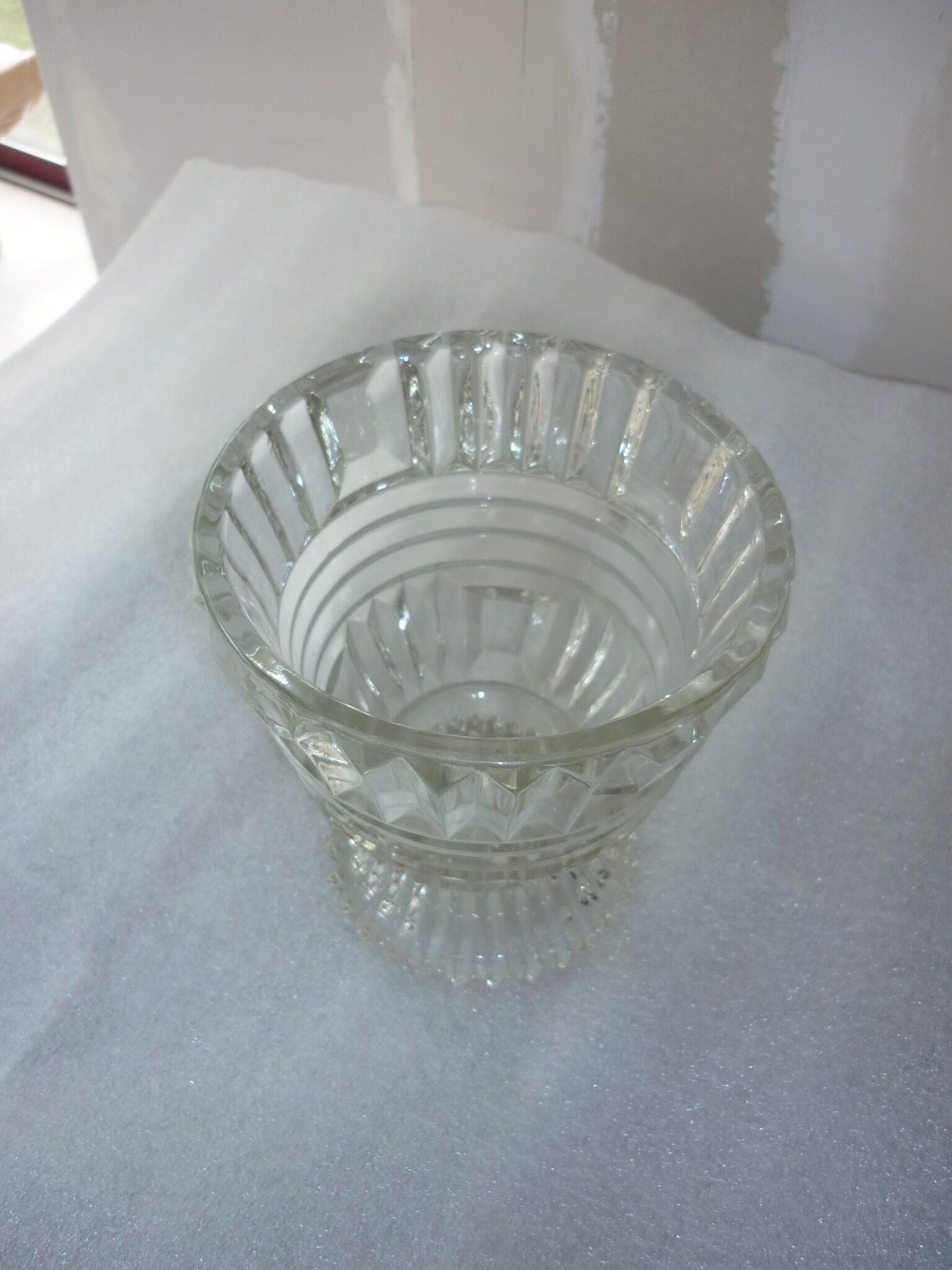 Ancient art-deco molded glass vase