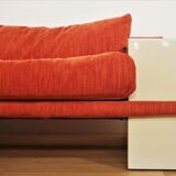 Modular sofa lacquered white and orange fabric