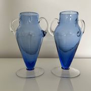 Pair of glacier blue glass vases