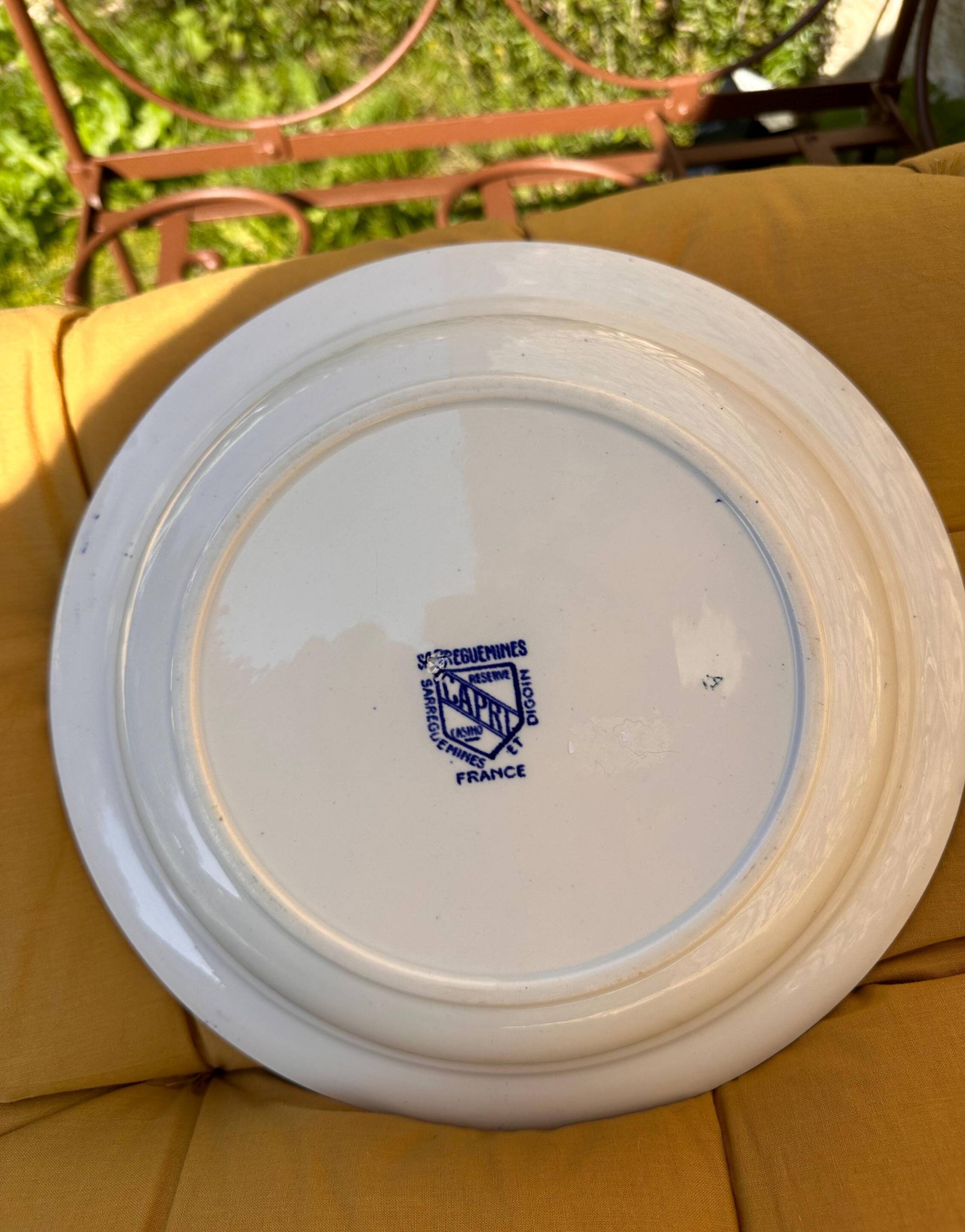 Large shallow dish in Sarreguemines earthenware, "Capri" model.