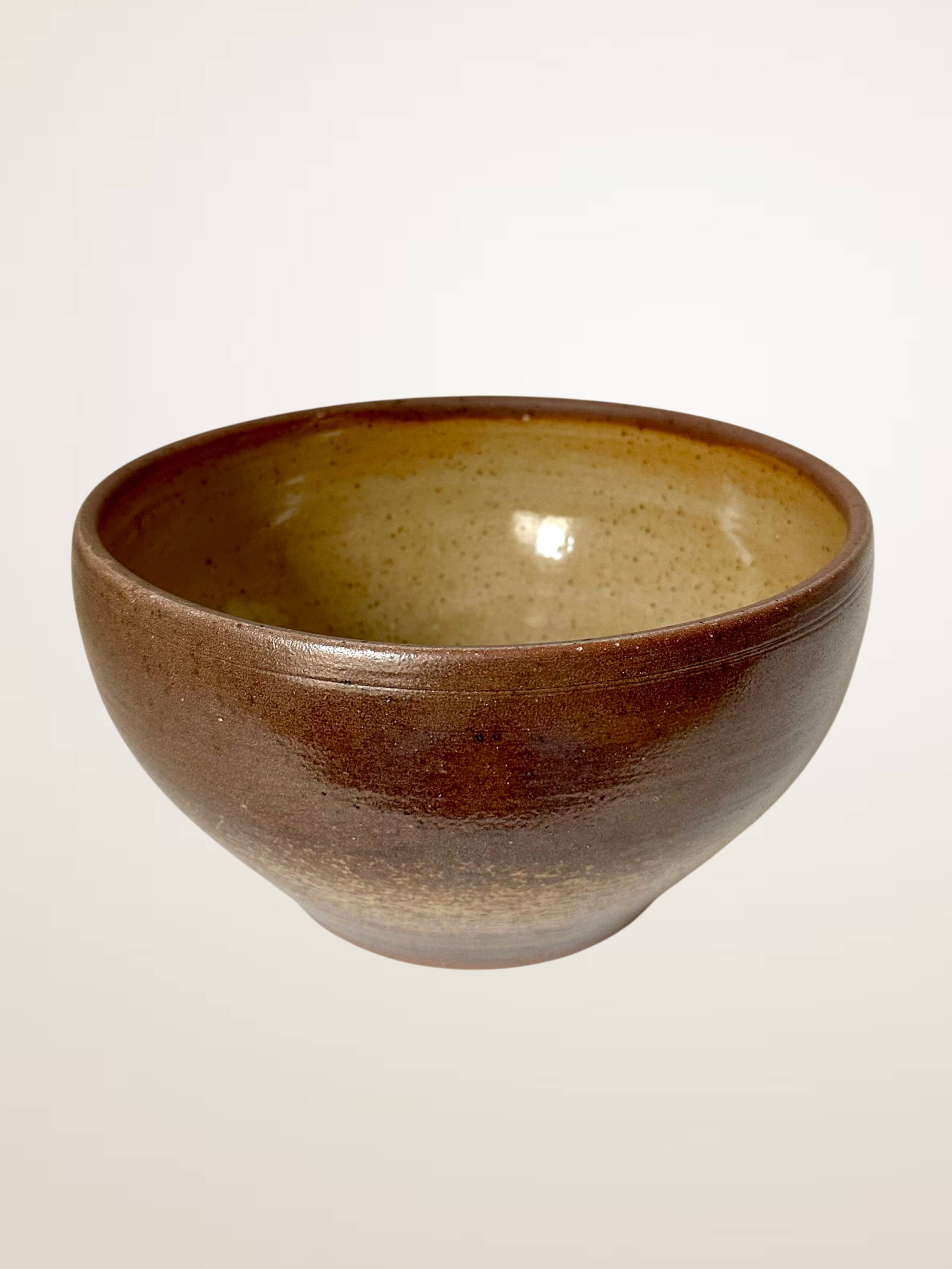 XL brown stoneware salad bowl