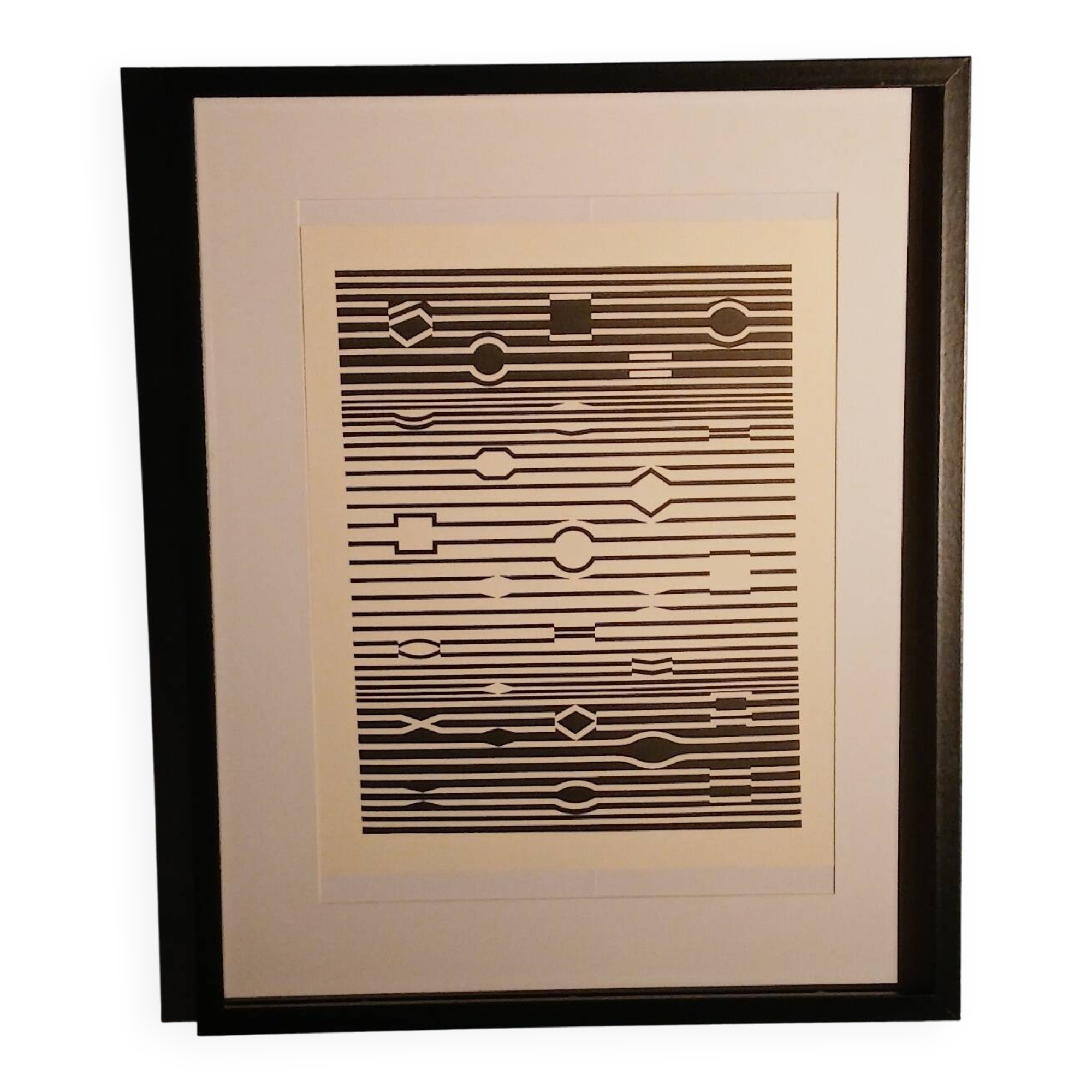 Tableau Vintage Art Optique - Victor Vasarely - Cadre 50x40cm