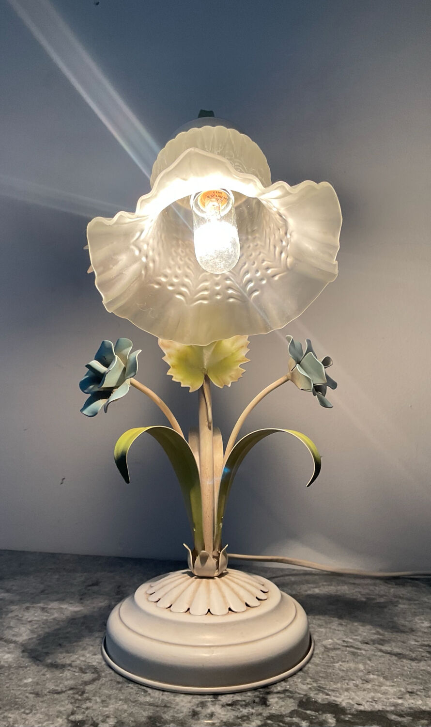 Vintage lamp in metal and glass