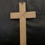 Croix 31cm Jesus en bois et fer 1974 chrétien crucifix catholique vintage ancien